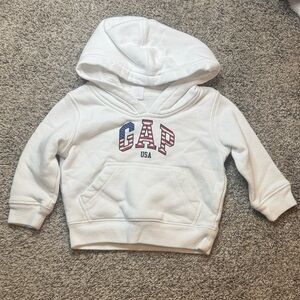 GAP Baby Boy White Hoodie with USA Logo